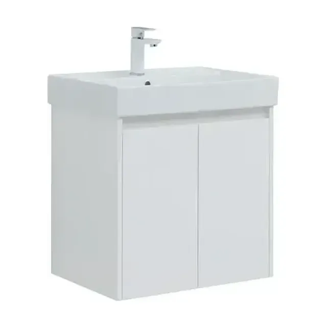 Тумба с раковиной Aquanet Nova Lite 60 белый глянец (2 дверцы) (раковина Латина 60)
