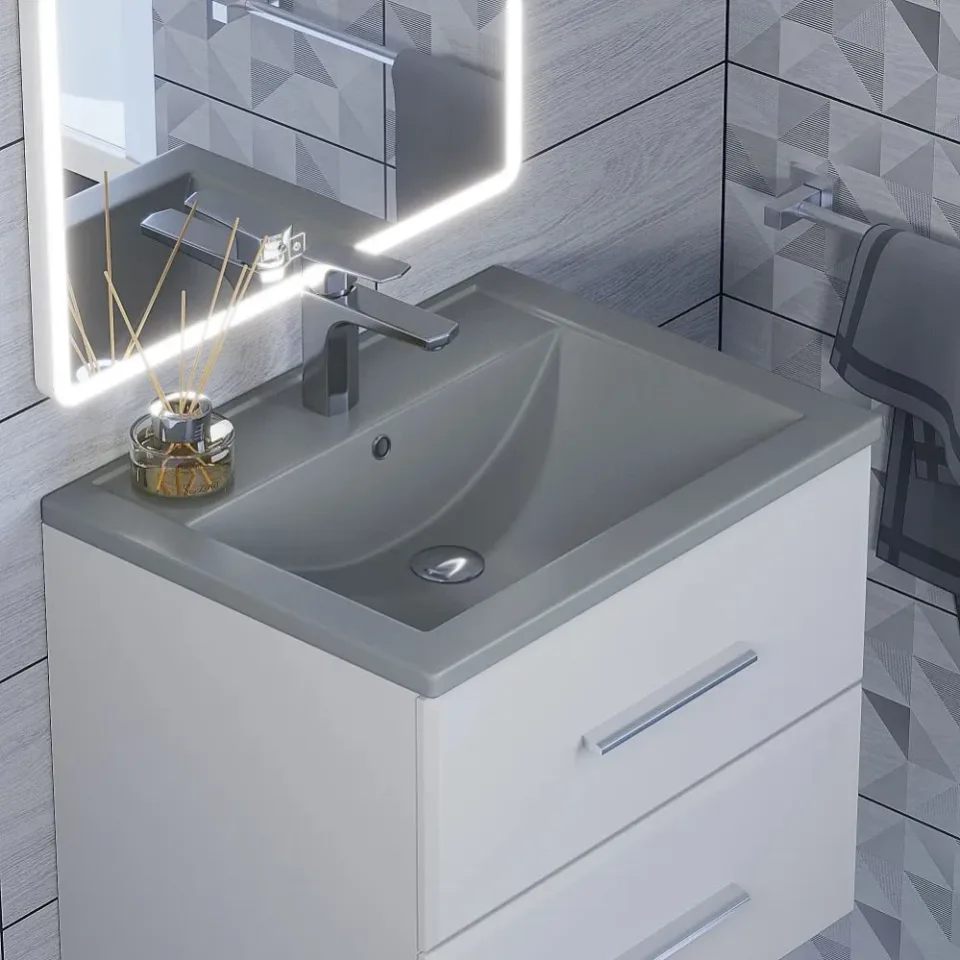 Встраиваемая раковина Uperwood Foster Quartz 61*40,5 серая матовая, бетон