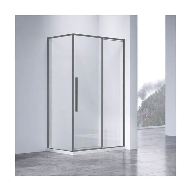 Душевой уголок Vincea Слим-Н (Slim-N) VSR-4SN9011CLGM 110х90 стекло прозрачное 6 мм профиль вороненая сталь без поддона