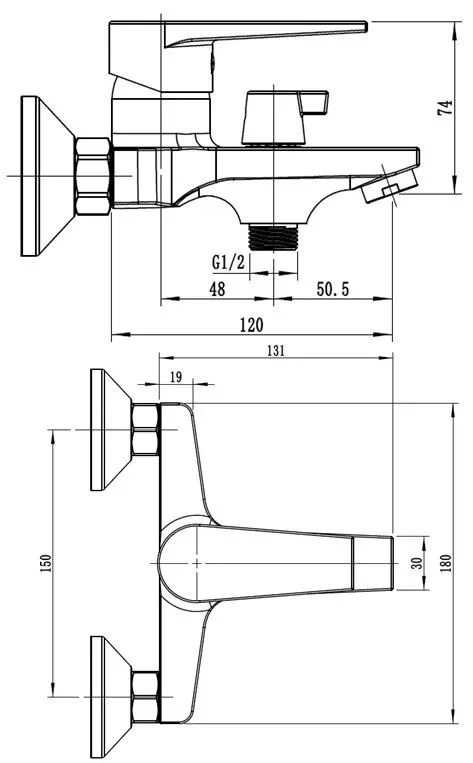Смеситель Esko Budapest BT54 для ванны и душа, без аксессуаров