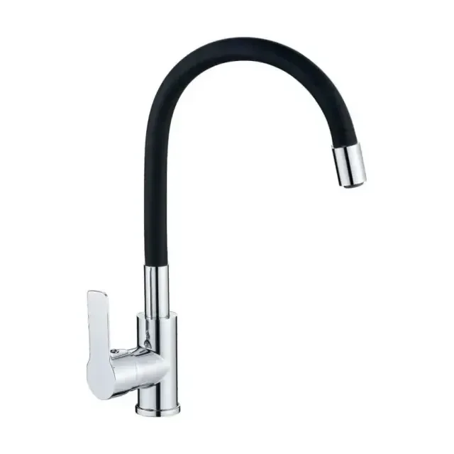 Смеситель Haiba HB70112-7 для кухни гибкий излив хром/черный