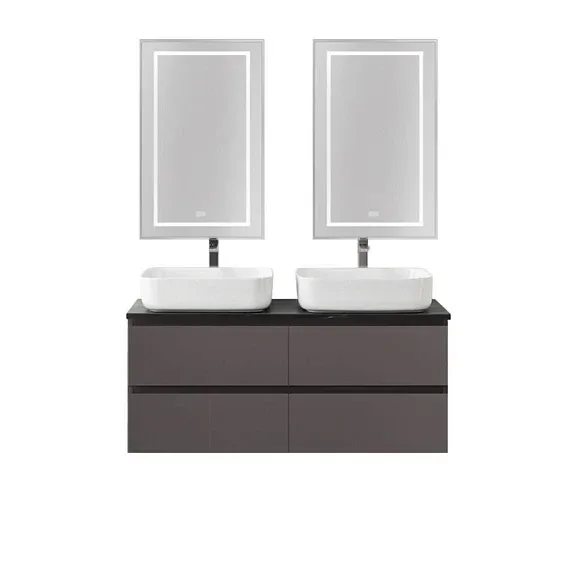 Комплект мебели BelBagno Крафт (Kraft) 120 с четырьмя ящиками темно-серый матовый (столешница черный матовый мрамор)