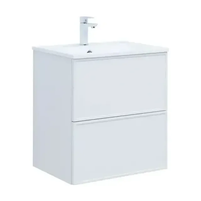 Тумба с раковиной Aquanet Арт 60 белый матовый Soft Touch (тактильный матовый), раковина Арт 60
