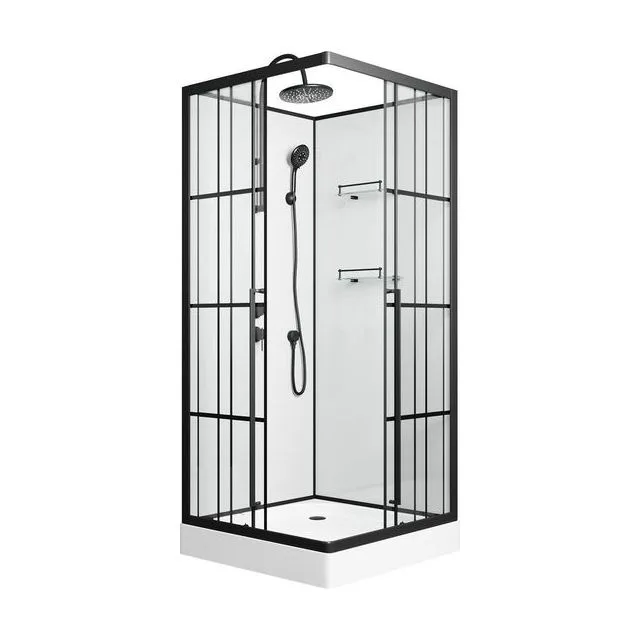 Душевая кабина Niagara Standart ST100/15QL/KL/BKT (100х100х225) низкий поддон(15см),черный,стекло прозрачное