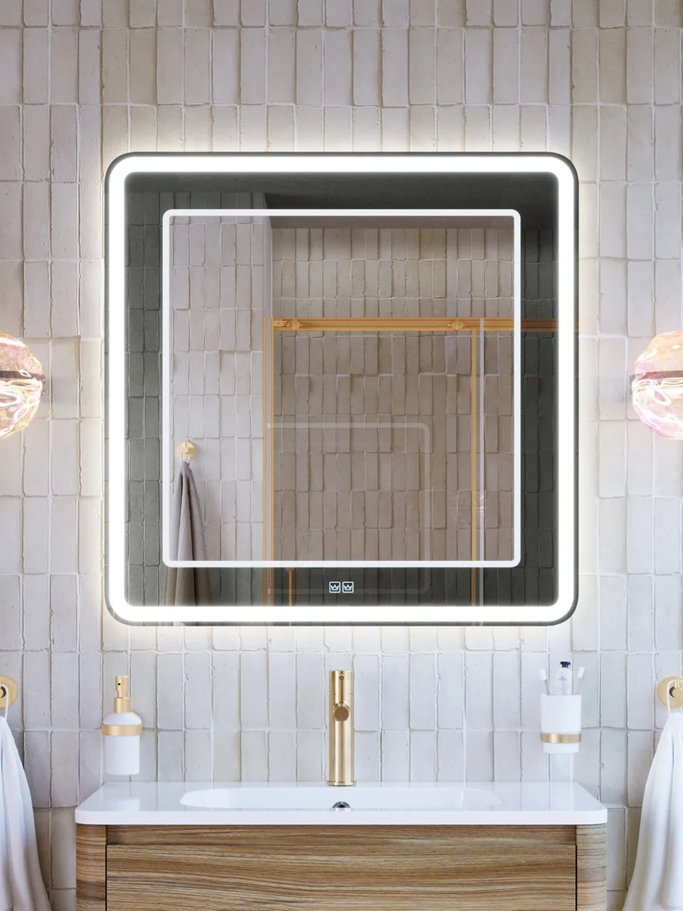 Зеркало со встроенной и контурной подсветками CEZARES CZR-SPC-RELAX-1200-800-LED-TCH-BR
