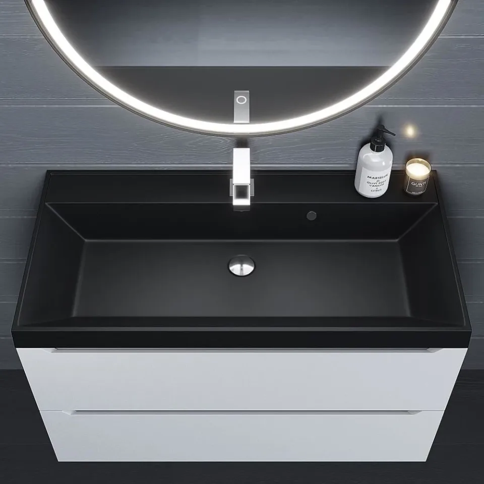 Встраиваемая раковина Uperwood Classic Quartz 90*45 черная матовая, уголь