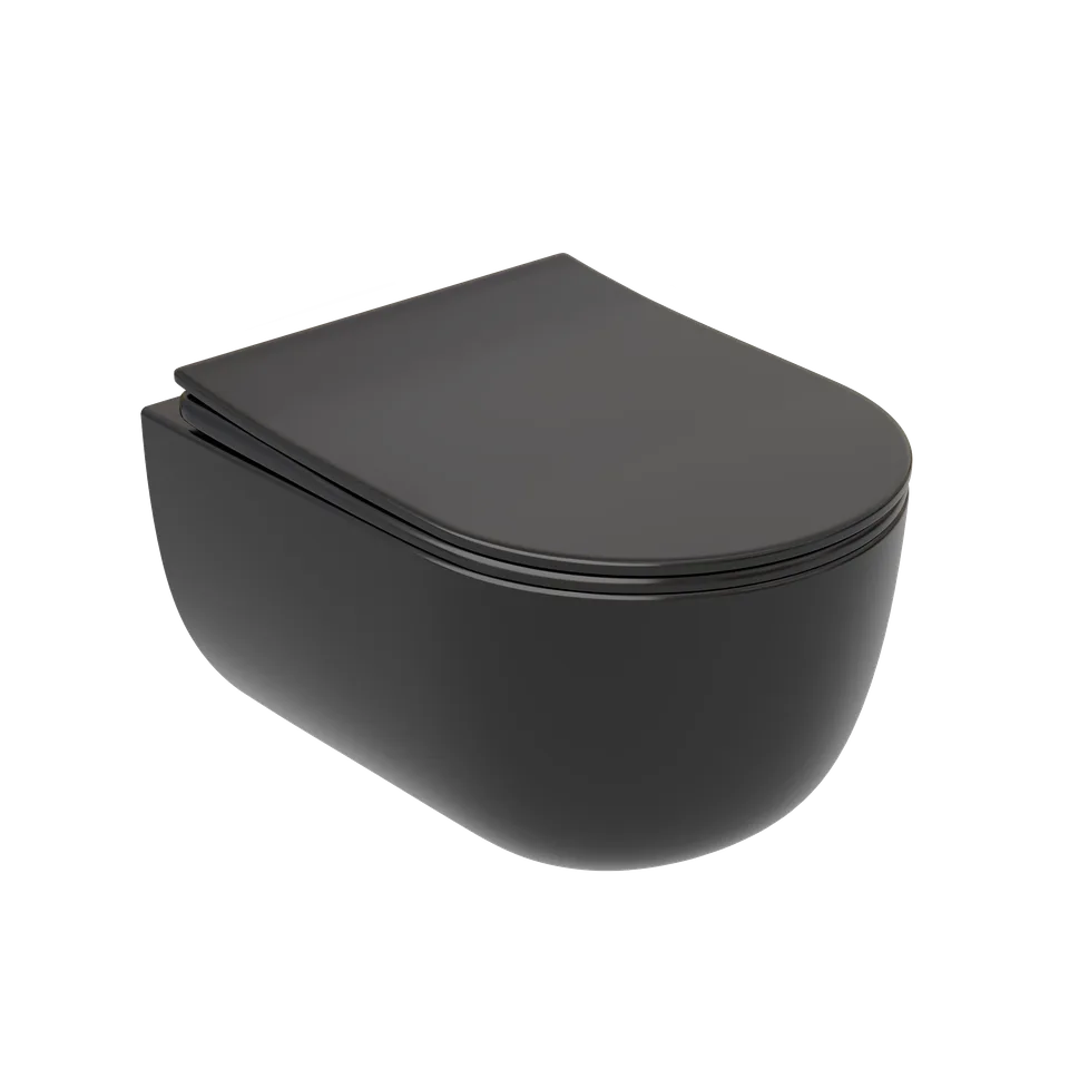 Унитаз подвесной Ceramica Nova Модена (Modena) CN6063MB черный матовый с сиденьем микролифт смыв воронка-водоворот