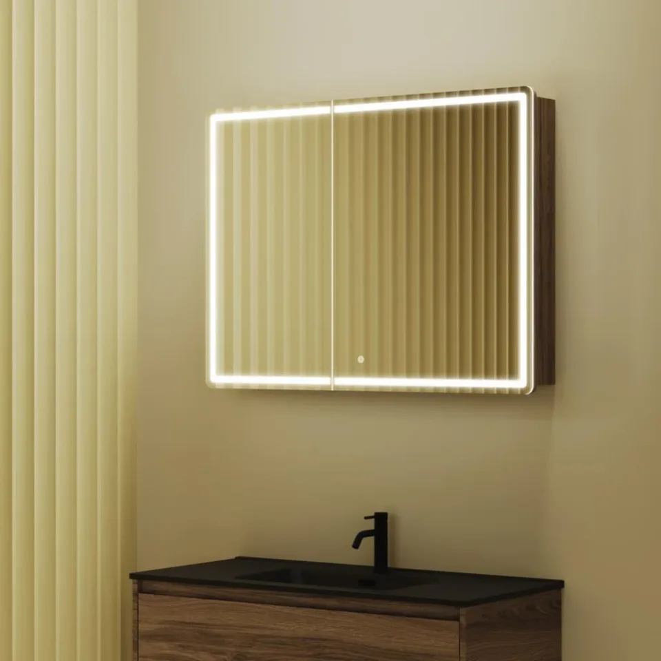 Зеркало-шкаф Sancos Mirror 99*74 с Led подсветкой дуб чарльстон