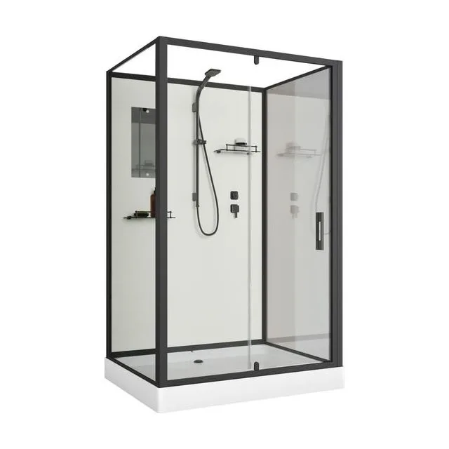 Душевая кабина Niagara Standart ST100/80/15Q/BL/BK (100х80х200) прямоугольник,поддон 15см,распашная,проф.черный,без крыши