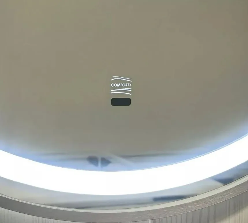 Зеркало Comforty Лея 75 с Led подсветкой инфракрасный выключатель антизапотевание серебряный матовый