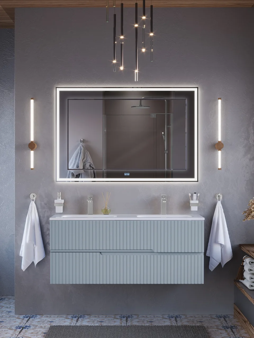 Зеркало со встроенной и контурной подсветками CEZARES CZR-SPC-RELAX-1000-800-LED-TCH-GR