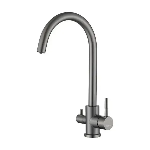 Смеситель Haiba HB76819-3 для кухни с функцией подключения фильтра оружейная сталь