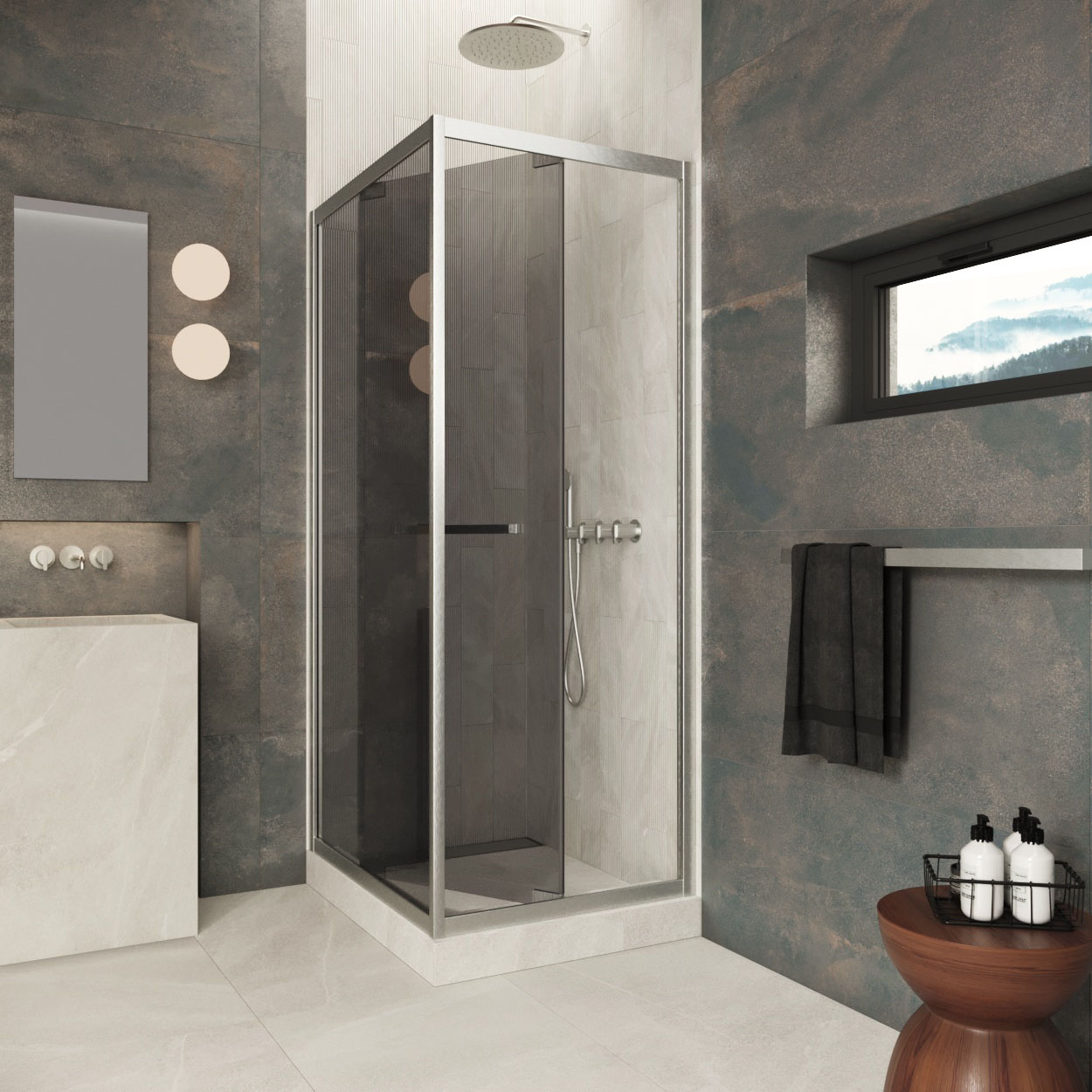 Душевой уголок Z+ZPV Inside 60*90 04 07 профиль никель стекло графит