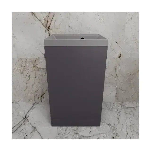 Тумба с раковиной Style Line Моно 50 L/R графит нубук (раковина Asti 50*45 серый шелк)