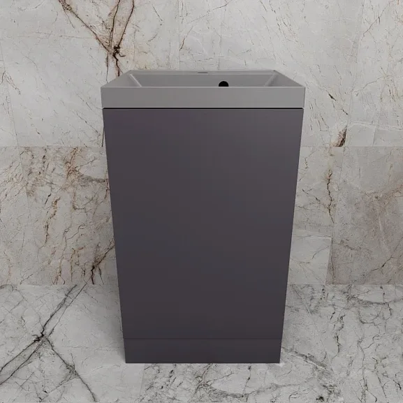 Тумба с раковиной Style Line Моно 50 L/R графит нубук (раковина Asti 50*45 серый шелк)