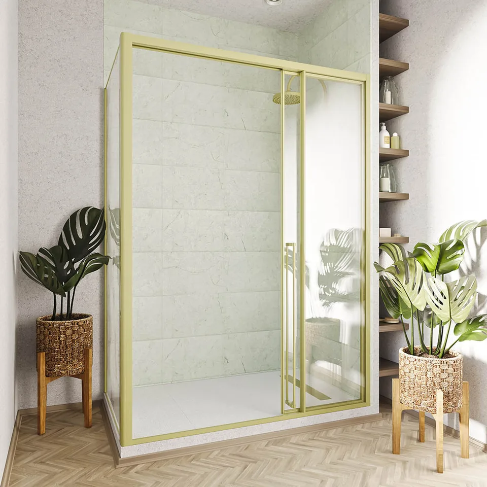 Боковая панель Veconi Premium Prato SP G, 900x2000, золото брашированный, стекло прозрачное