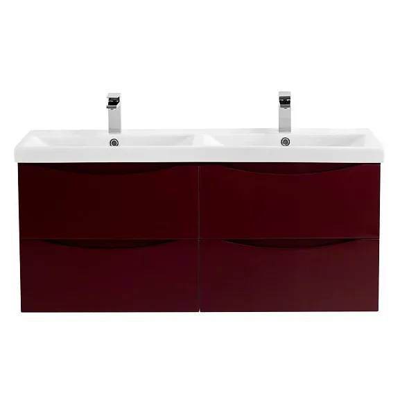 Тумба с раковиной BelBagno Marino-Cer 120 бордо глянец (с двойной раковиной)