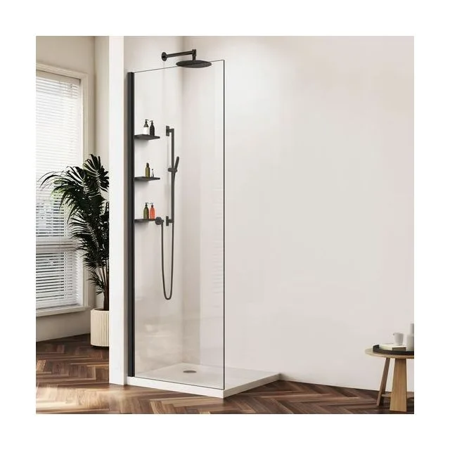 Душевая перегородка Vincea Волк-Ин (Walk-In) VSW-1HWS600CLB 60х200 стекло прозрачное 8 мм профиль черный
