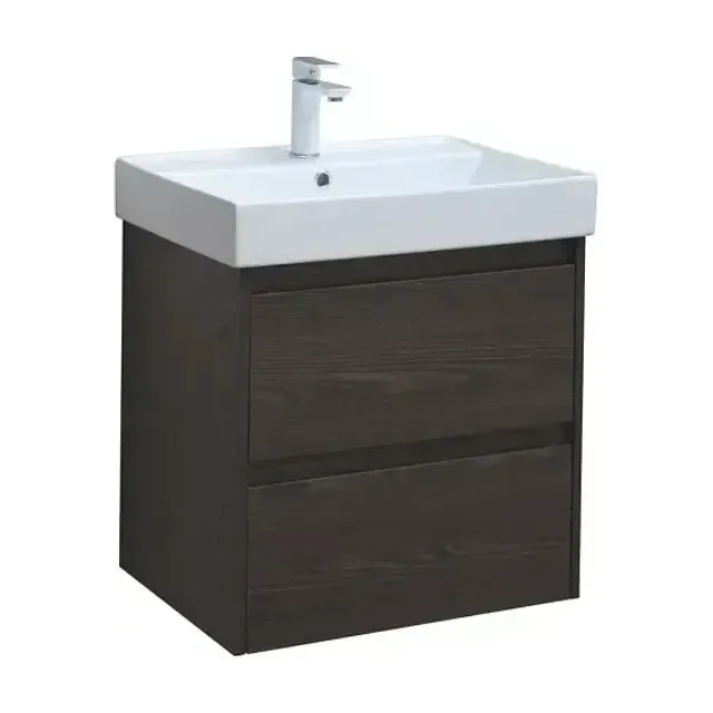 Тумба с раковиной Aquanet Nova Lite 60 дуб черный (2 ящика) (раковина Латина 60)