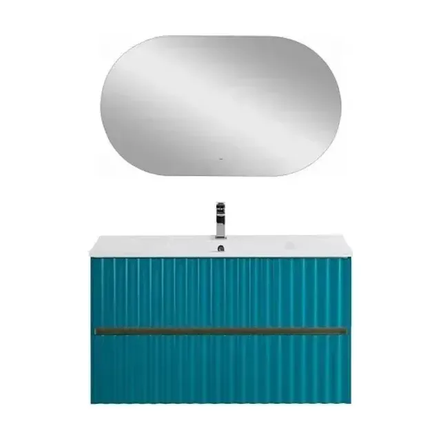 Комплект мебели Art&Max Элегант/Elegant 100 с LED подсветкой ручек бирюзовый матовый