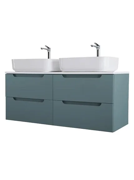 Тумба с раковиной BelBagno Этна (Etna) 120 голубая матовая (столешница EK-120-2-BL, раковины BB1304)