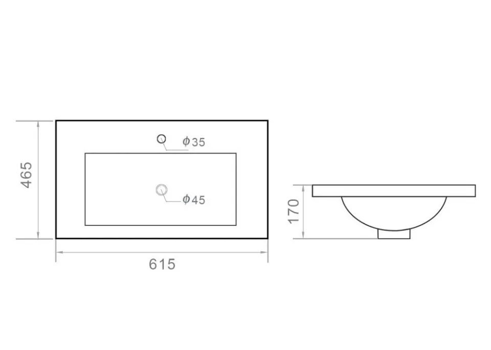 Встраиваемая раковина Orange B03-610W 61,5*46,5