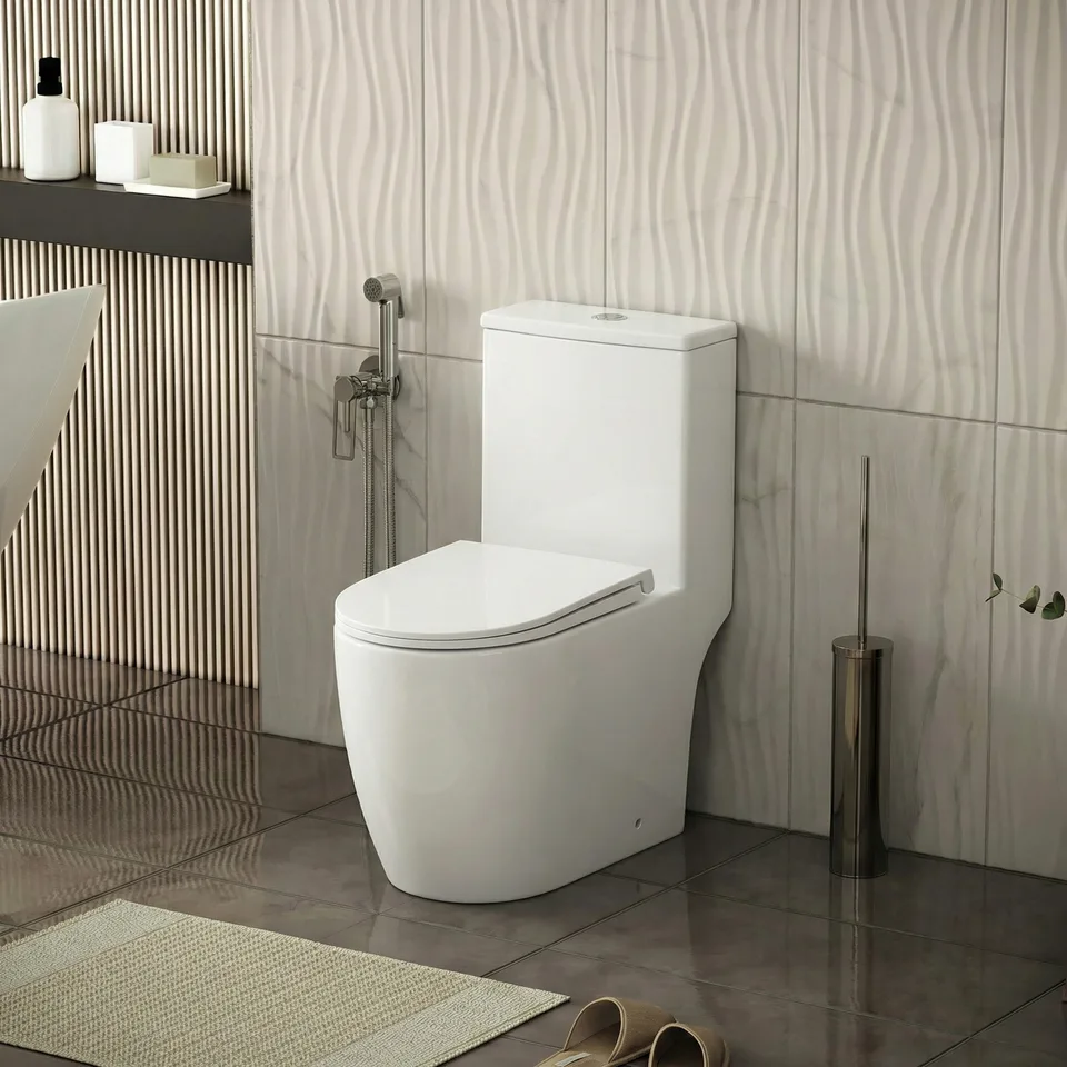 Унитаз напольный Grossman Classic GR-4484SQ (700х385х745) безободковый,белый,моноблок с тонкой крышкой,микролифт,смыв торнадо,1 мест