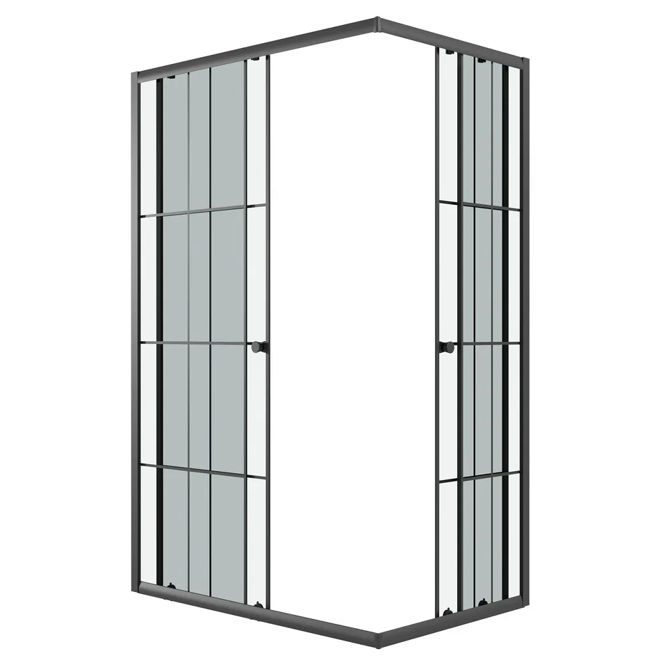 Душевое ограждение Niagara Eco NG-1012-14QKL (120х80х190) прямоугольник,черный,раздвижное,стекло клетка,1 место