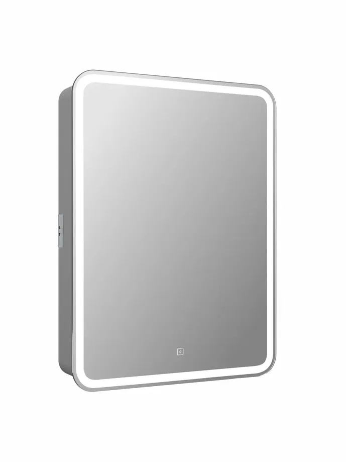 Шкаф-зеркало подвесной, CBled с LED-подсветкой, 55*15*80, асимметричное, с розеткой