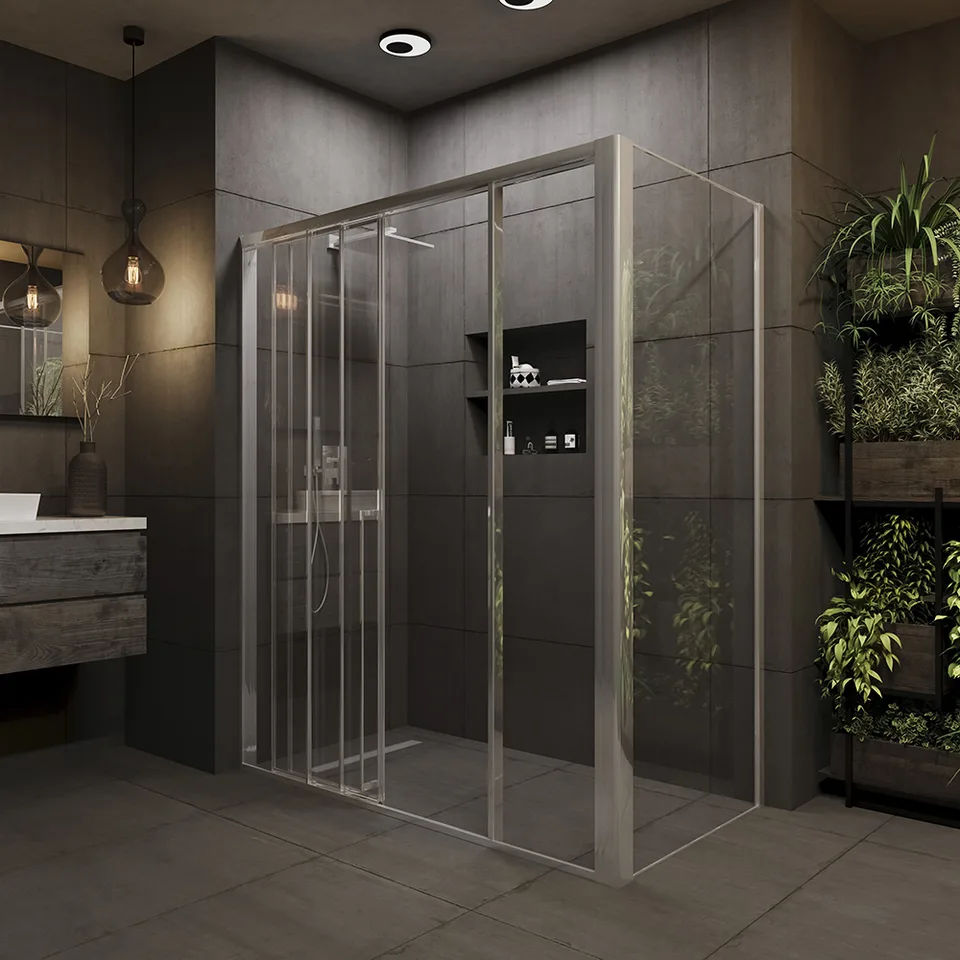 Боковая панель Veconi Premium Prato SP CH, 900x2000, хром, стекло прозрачное