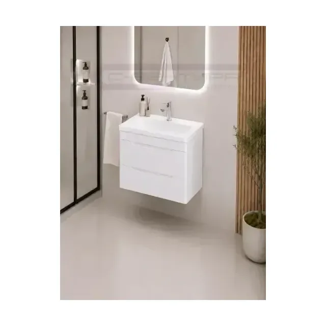 Аквадом Тумба Рада 60 см, подвесная, цвет белый, 2 ящика, с раковиной Modul Slim