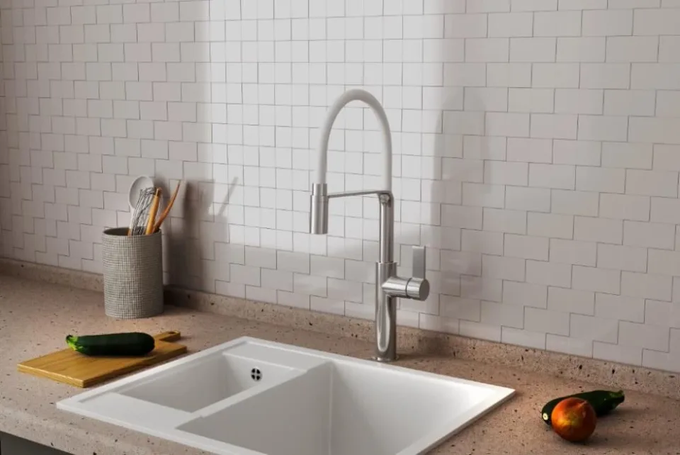 Смеситель Rush MS9035-35White для кухни с гибким изливом белый