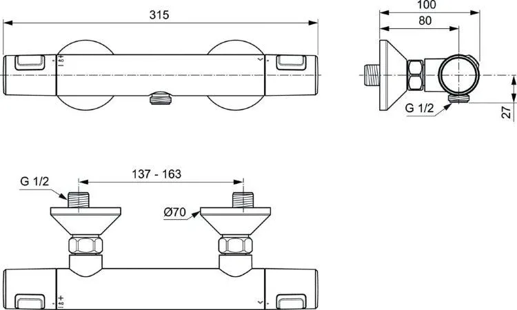 Термостат Ideal Standard Ceratherm T25 A7201XG для душа черный матовый