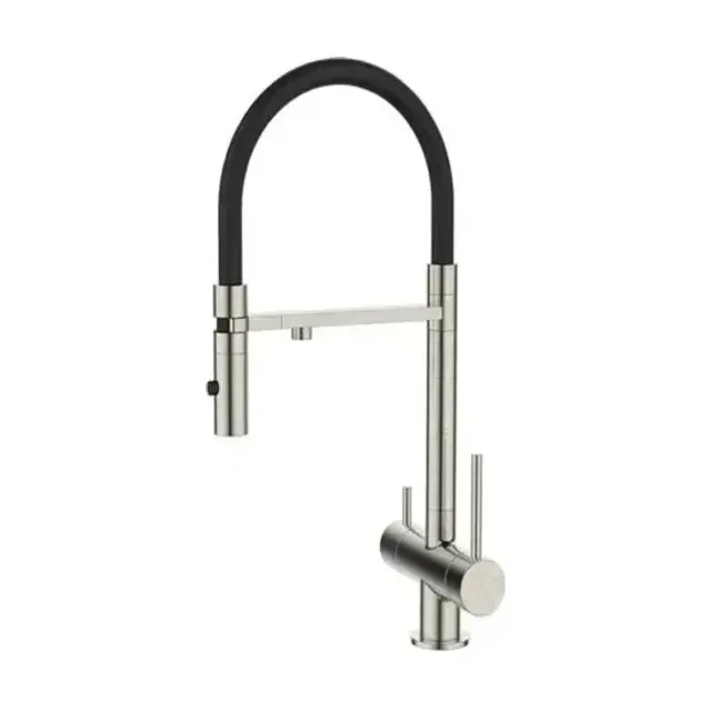 Смеситель DQ DA1462504Satin для кухни с гибким изливом и функцией подключения фильтра сатин
