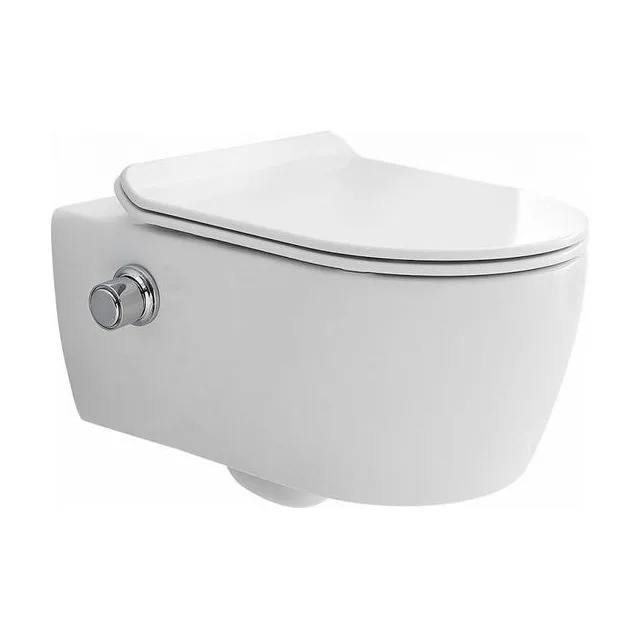Унитаз SSWW CT2039V-B (550*365*330) подвесной БЕЗОБОДКОВЫЙ с тонкой крышкой, с функцией биде