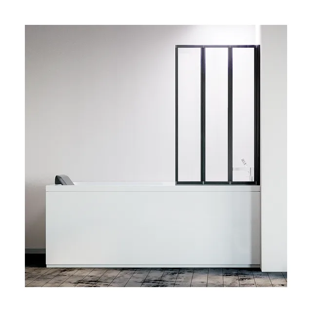 Шторка на ванну Veconi PL73BR-120-01-19C4 120×150 см, профиль чёрный матовый