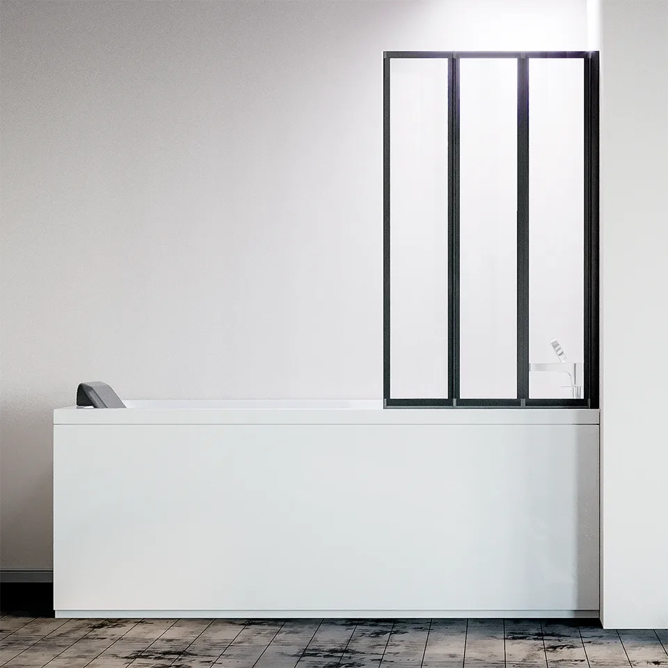 Шторка на ванну Veconi PL73BR-120-01-19C4 120×150 см, профиль чёрный матовый