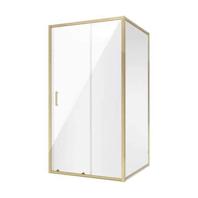 Душевое ограждение Niagara Nova NG-42-10AG-A80G (100х80х195) прямоугольник,золото,двери раздвижные,стекло прозрачное