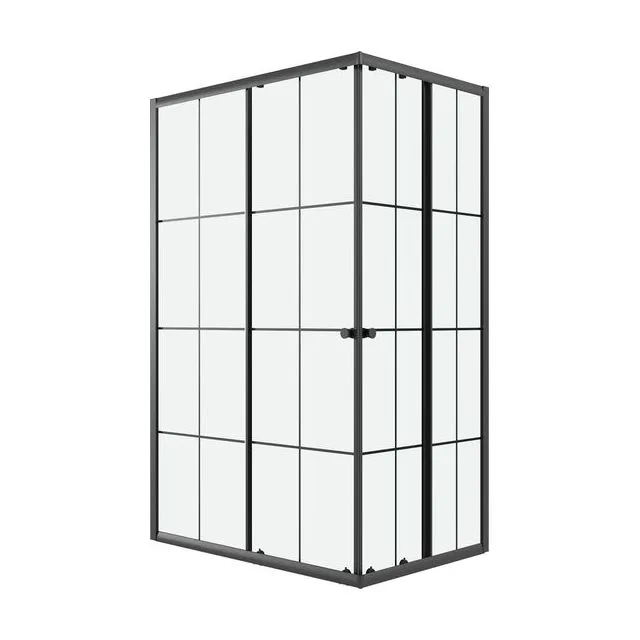 Душевое ограждение Niagara Eco NG-1018-14QKL (100х80х190) прямоугольник,раздвижное,черный,стекло клетка