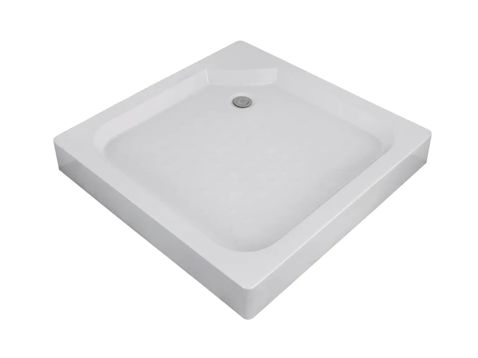 Душевой поддон Пластика/Plastica, 90*90*13см, квадратный, на каркасе, с сифоном и сливом