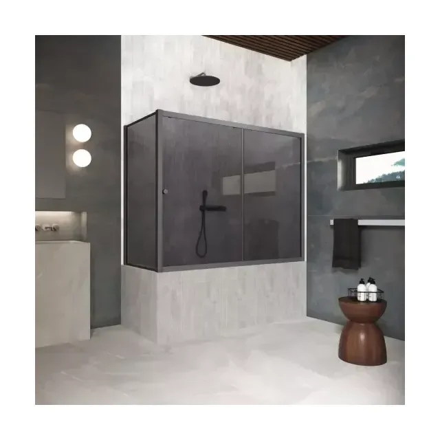 Шторка на ванную ZV+ZVF Protec 160*85 06 07, профиль GunMetal, стекло графит