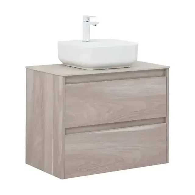 Тумба с раковиной Aquanet Nova Lite 75 орех светлый (2 ящика) (раковина City-2)