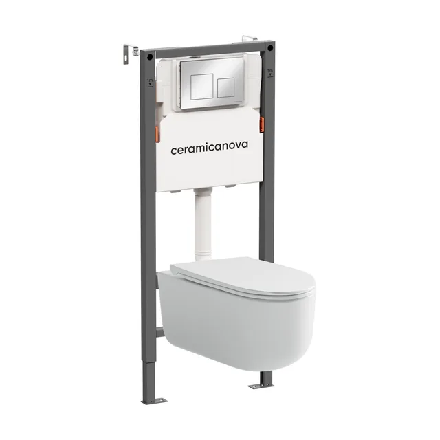 Инсталляция с кнопкой + унитаз Ceramica Nova Баланс (Balance)/Ульма (Ulma) CN4006_121002CH