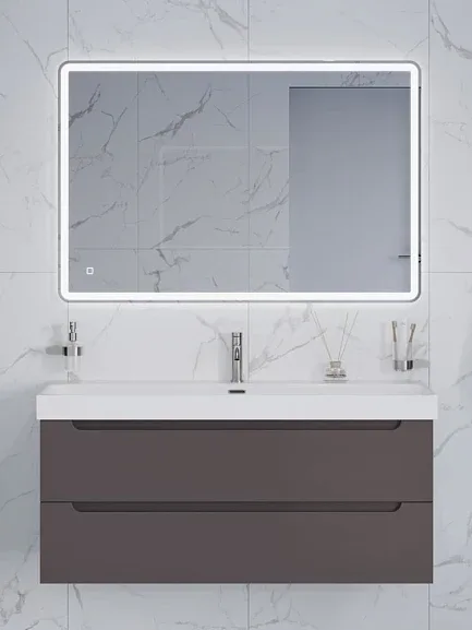 Тумба с раковиной BelBagno Этна (Etna) 120 темно-серая матовая (раковина BB-8078-120)