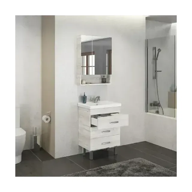 Комплект мебели Comforty Никосия 60Н дуб белый (раковина Фест 60)
