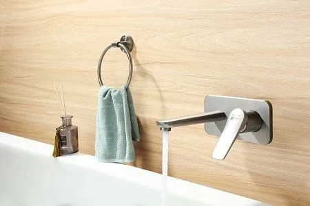 Смеситель Lemark Bronx LM3726GM для раковины скрытый монтаж с донным клапаном графит