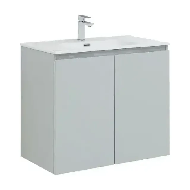 Тумба с раковиной Aquanet Алвита New 80 2 дверцы, серый