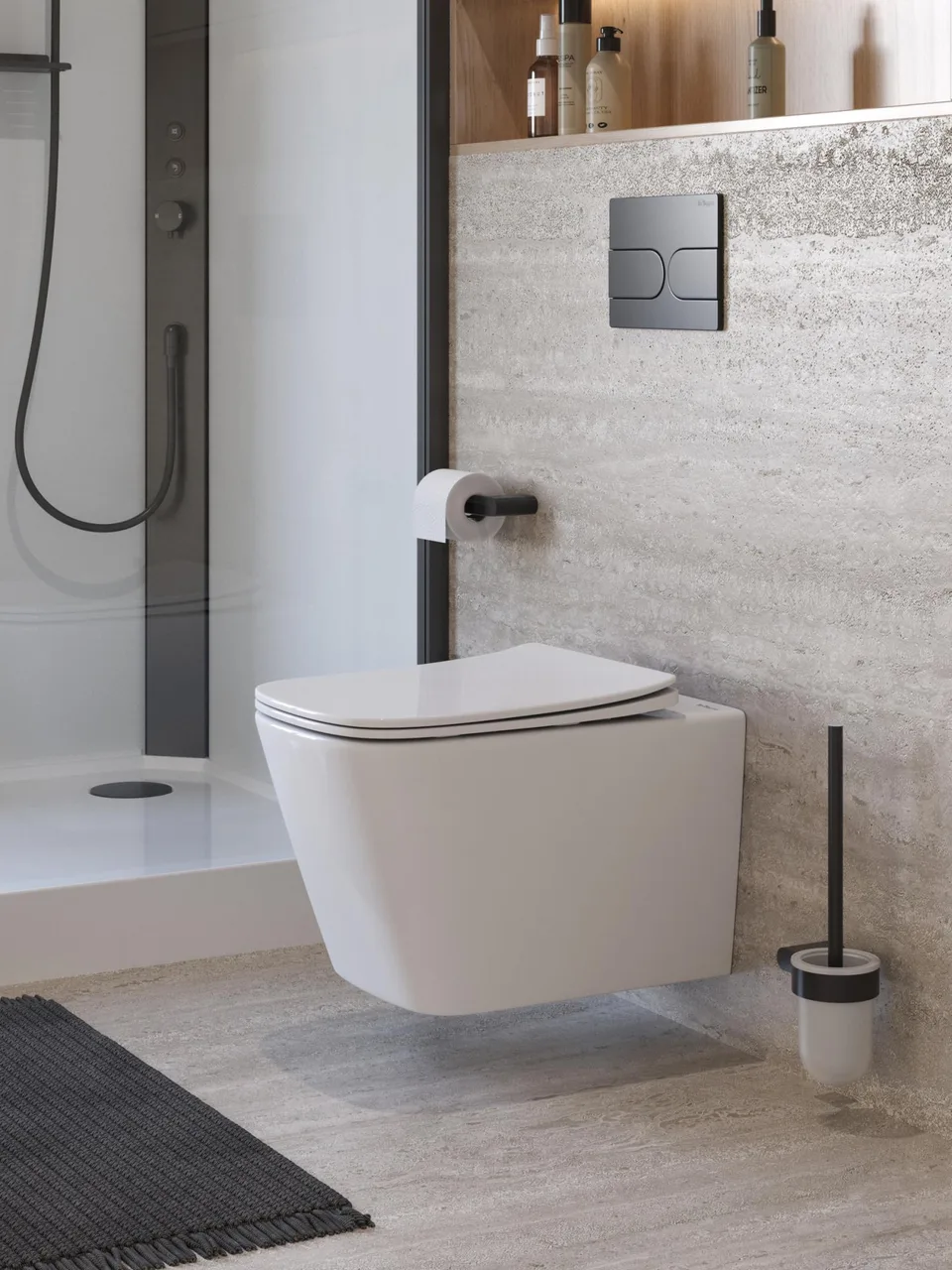 Унитаз подвесной безободковый с сиденьем и смывом TORNADO BelBagno KRAFT-TOR BB7106CH-TOR/SC