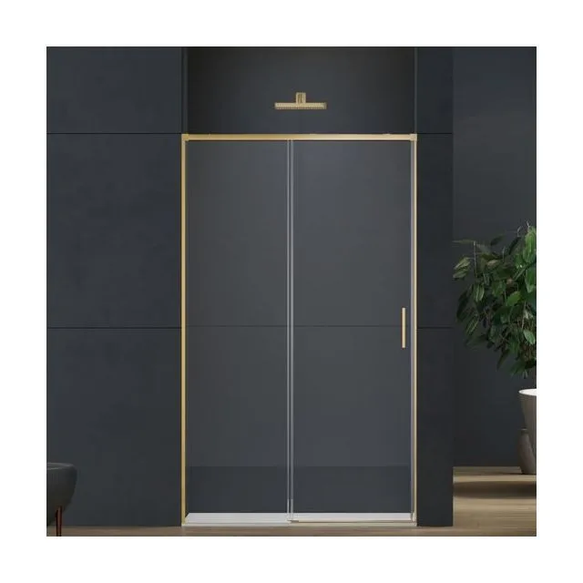 Душевая дверь Vincea Софт 2 (Soft 2) VDS-3SO2110CLG 110x200 стекло прозрачное 6 мм профиль золото брашированное