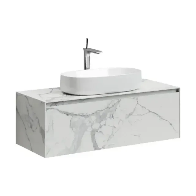 Тумба с раковиной Sancos Stone 120 белый мрамор
